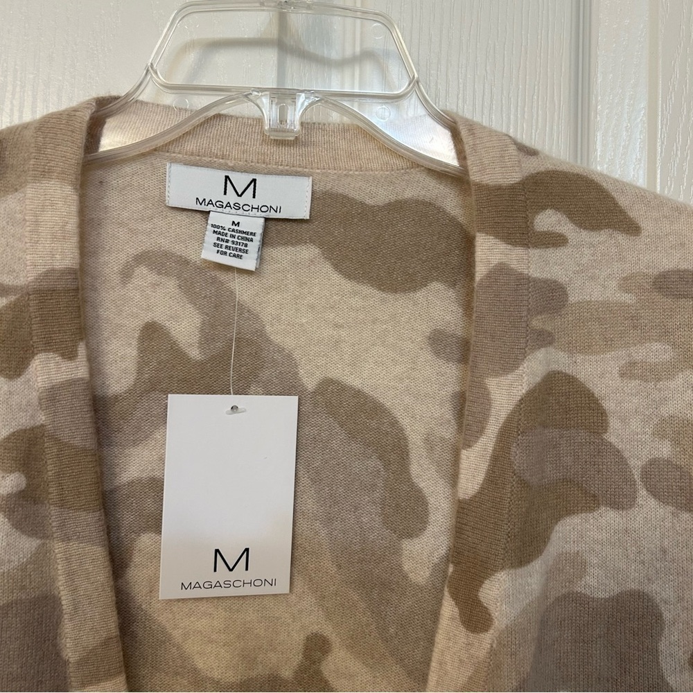 MAGASCHONI Cashmere Camo Open Front Cardigan in Neutral Camo - Picture 11 of 12